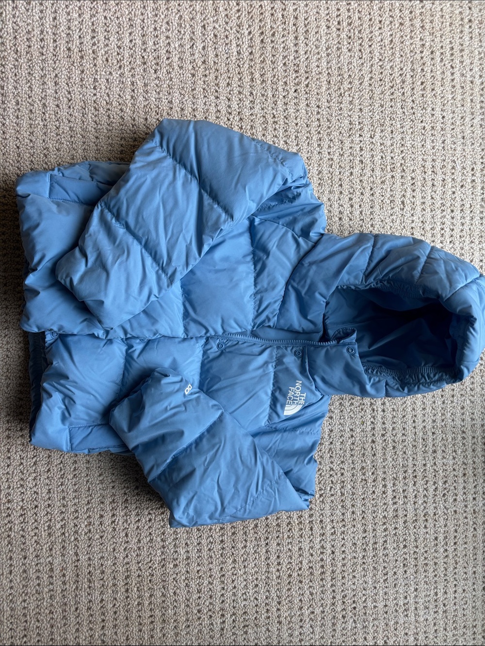 The North Face Kids Blue Hooded Puffer Coat